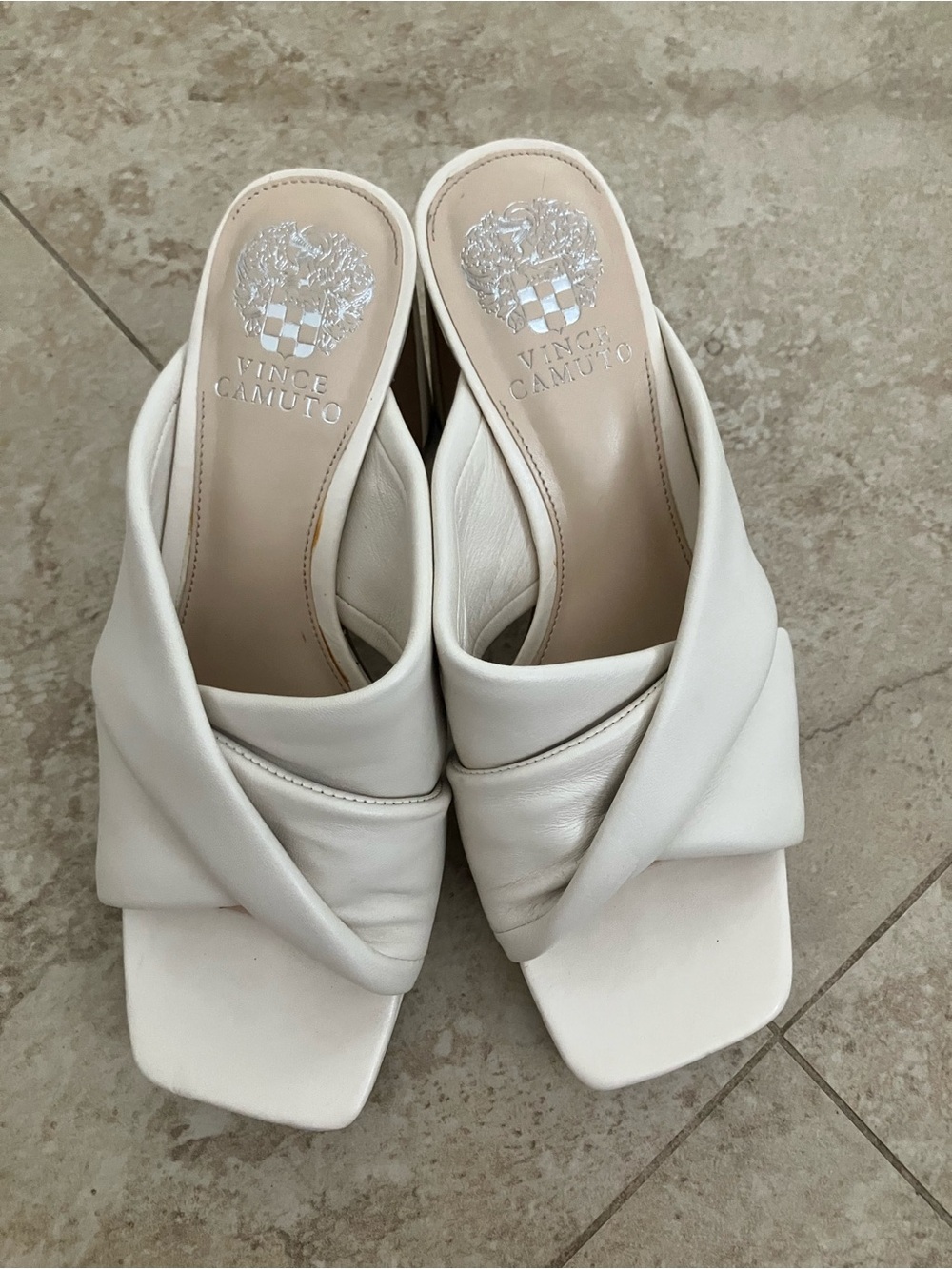 Vince Camuto White Leather Slide Sandals Size 7